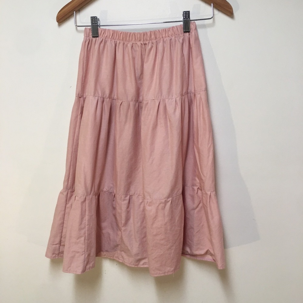 Skirt ORGANIC Girls 8 Midi Pink Ruffle Tiered Cotton Elegant Mom and Pop's Kids - Picture 2 of 9